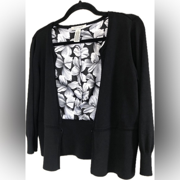 🌷SILK Peplum White House Black Market Luxurious Sweater Cardigan - Picture 2 of 4